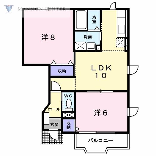 アイリスコートB(2LDK/1階)の間取り写真
