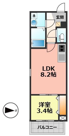 ジーメゾン勝川(1LDK/1階)の間取り写真
