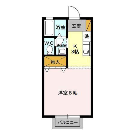 ルミエール末広(1K/2階)の間取り写真