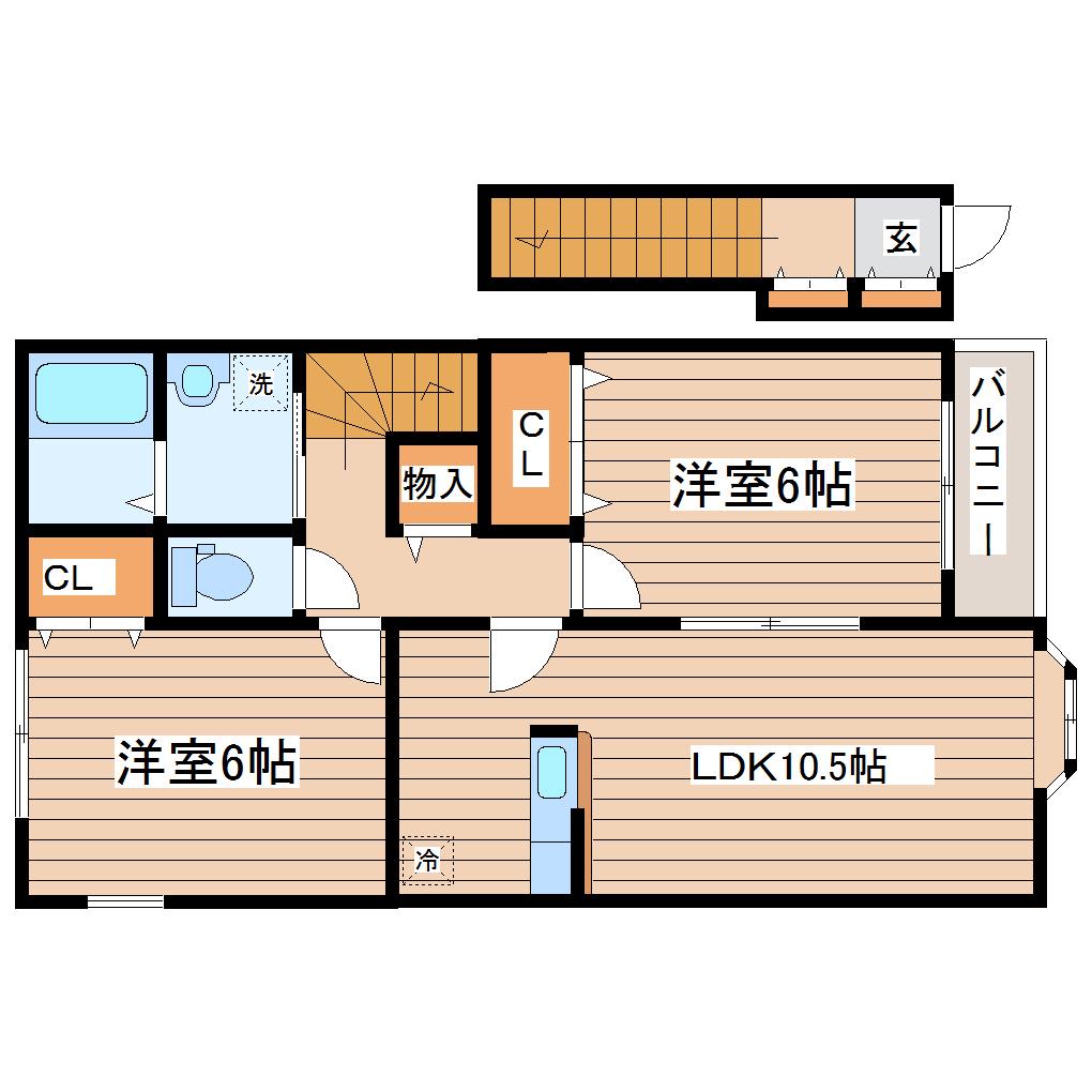 ロマイエII(2LDK/2階)の間取り写真