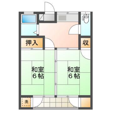 Fコーポ(2K/2階)の間取り写真