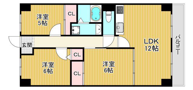 サンファースト京橋(3LDK/1階)の間取り写真