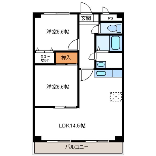 ジェラール(2LDK/2階)の間取り写真