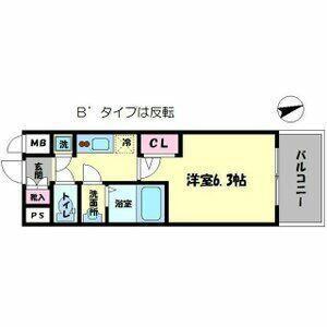 エスリード南堀江レジデンス(1K/8階)の間取り写真
