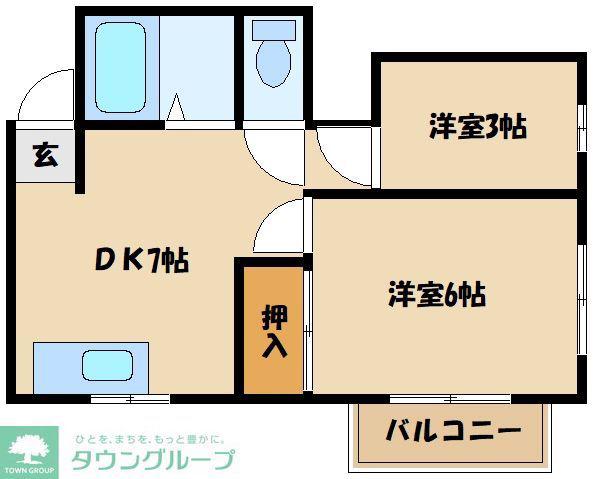 オークハイツ相武台(2DK/2階)の間取り写真
