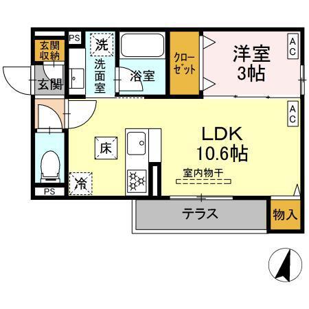 ブルマーレ湘南台(1LDK/1階)の間取り写真