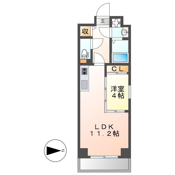 S-FORT北千種(1LDK/11階)の間取り写真