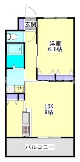 スカイコート年見(1LDK/4階)の間取り写真