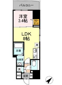 ベイサイドヒルズ関内(1LDK/5階)の間取り写真