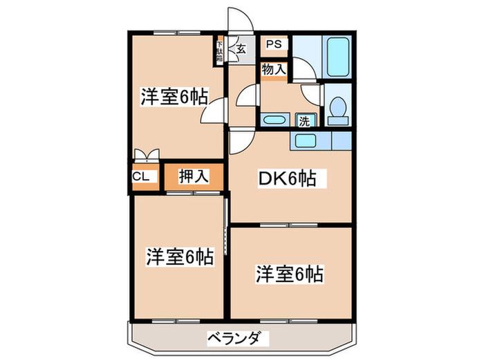 守矢ハイツ(3DK/2階)の間取り写真