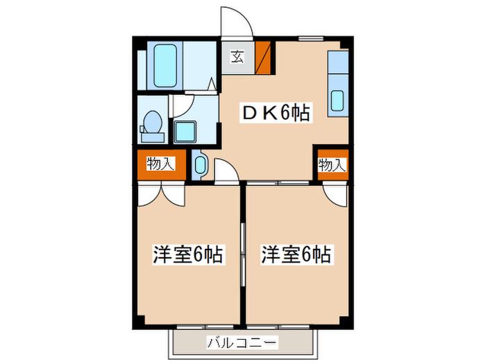 プラムハイツA(2DK/1階)の間取り写真