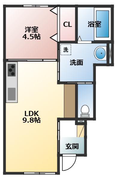 RUTILE河合寄安 A棟(1LDK/1階)の間取り写真