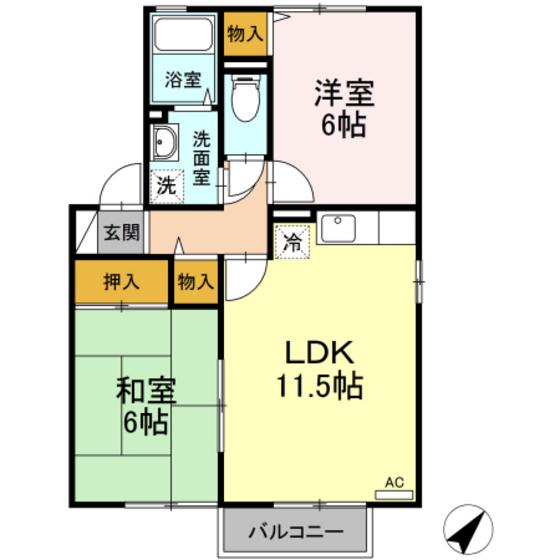 アークTOMIB棟(2LDK/1階)の間取り写真