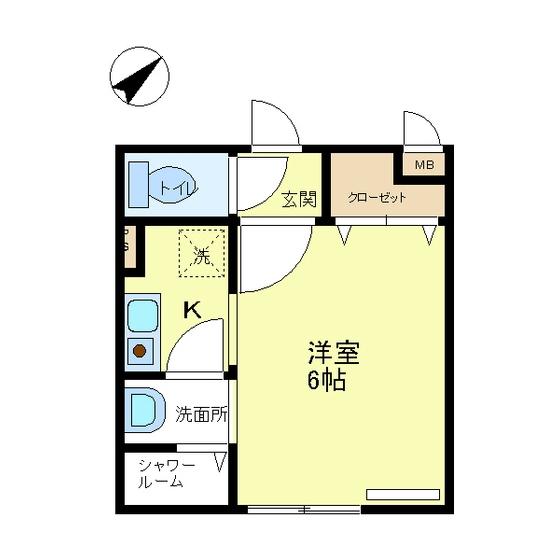 ロッシェル相模原(1K/1階)の間取り写真