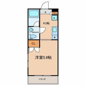 コスモヴィレッジ(1K/2階)の間取り写真