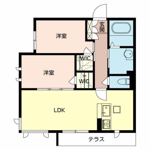 クレール ド 渋川(2LDK/1階)の間取り写真