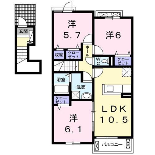クオーレ I(3LDK/2階)の間取り写真