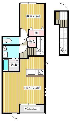 MOANA明石南(1LDK/2階)の間取り写真