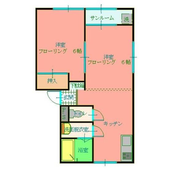 MフラットII(1LDK/2階)の間取り写真