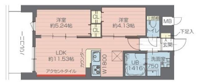 プレジオ西日暮里ノース(2LDK/4階)の間取り写真