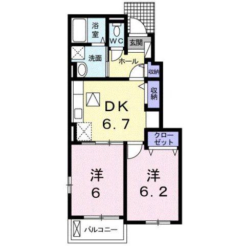 ドリーム輝B(2DK/1階)の間取り写真