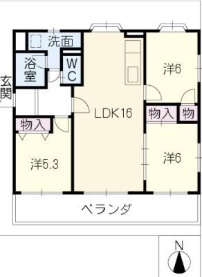 エバー段乃上(3LDK/3階)の間取り写真
