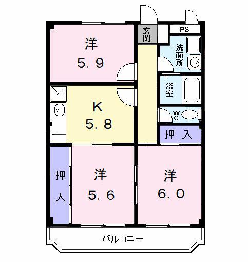 TSパレス(3DK/1階)の間取り写真