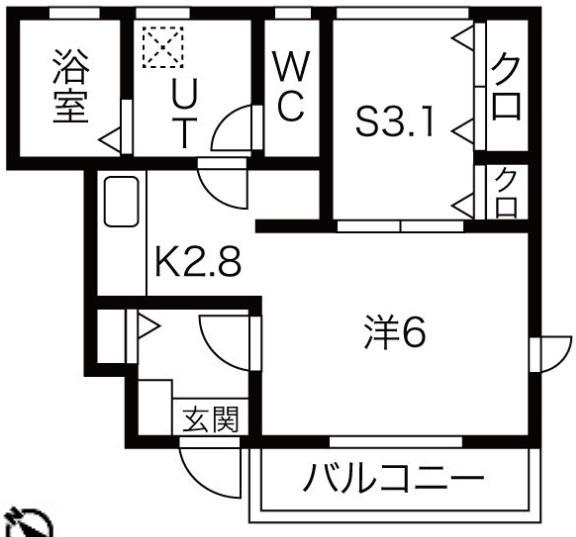 ひえいる館(1SK/1階)の間取り写真