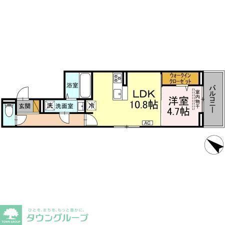D-ROOM神明町II A A(1LDK/3階)の間取り写真