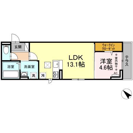 アグノスエーナ(1LDK/1階)の間取り写真