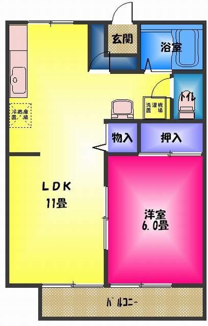 ビューグリーン41(1LDK/1階)の間取り写真