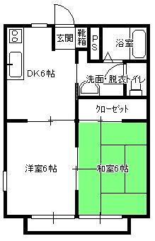ウェルビーイングB(2DK/1階)の間取り写真