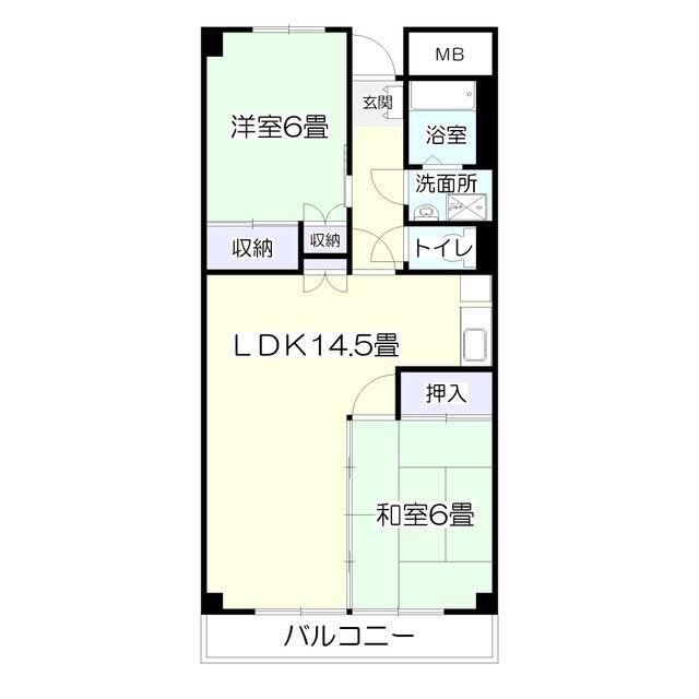 ファーストハイツ高嶺(2LDK/2階)の間取り写真