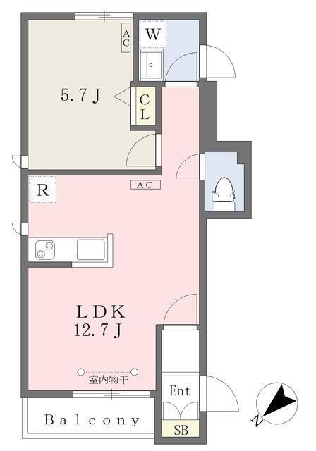 HOUSE Y(1LDK/2階)の間取り写真