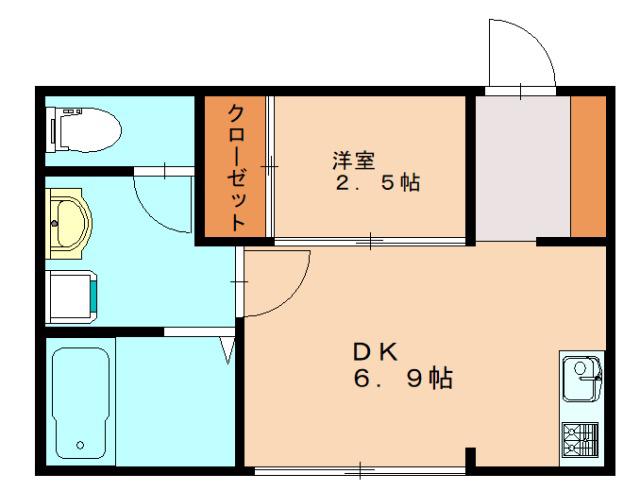 SORANONE(1DK/2階)の間取り写真