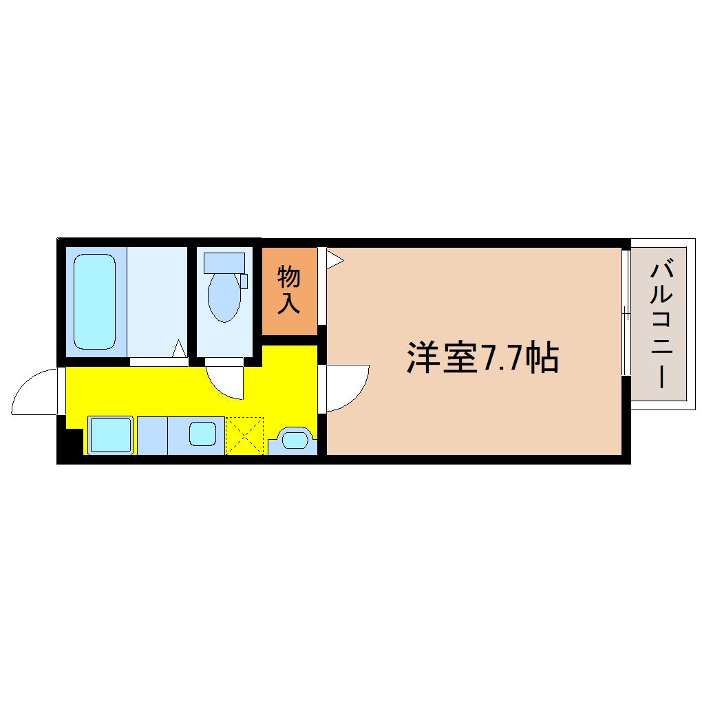 ソレジオ八幡(1K/2階)の間取り写真
