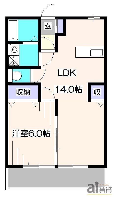 ベルフォーレ・石神(1LDK/1階)の間取り写真