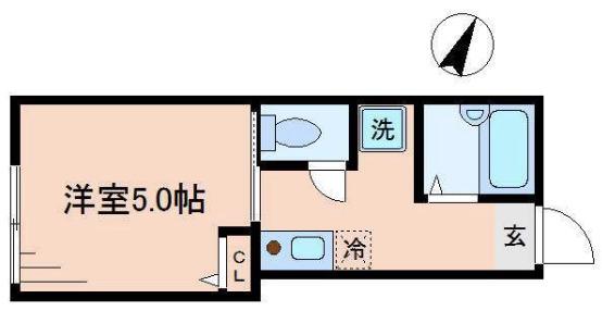 ロイヤルブルーゲート五反野(1K/1階)の間取り写真