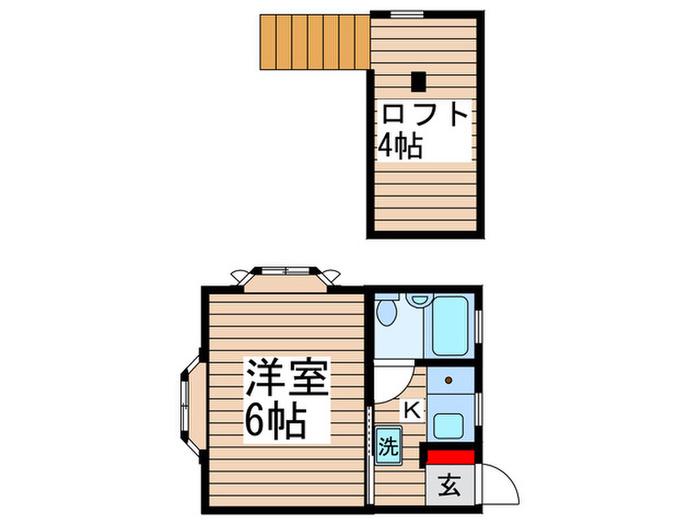ボビーヒル(1K/2階)の間取り写真