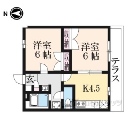 レオパレスOHI2(2DK/1階)の間取り写真