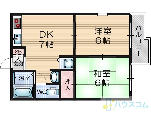 グリーンメドウI(2DK/2階)の間取り写真