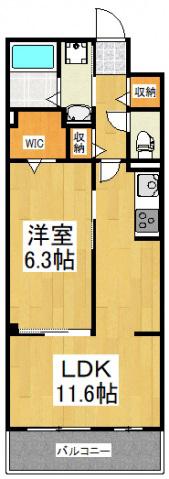 ティーフレイム(1LDK/2階)の間取り写真