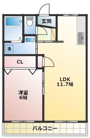 シティーベル(1LDK/2階)の間取り写真