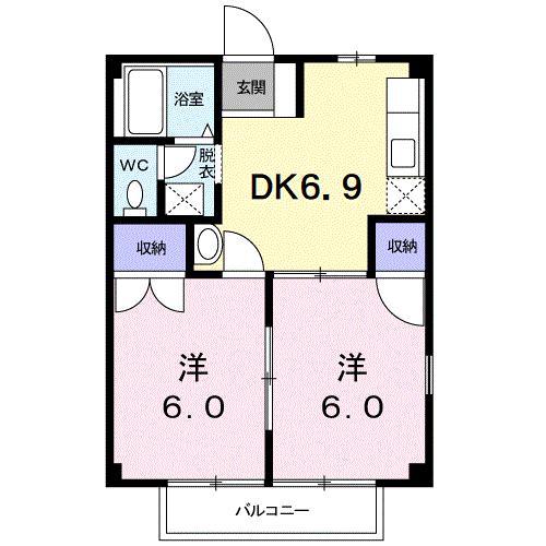 サンハイツA(2DK/1階)の間取り写真