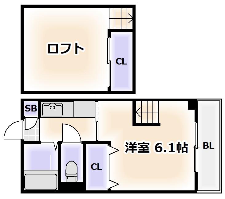 ハウスパーク長居(1K/8階)の間取り写真