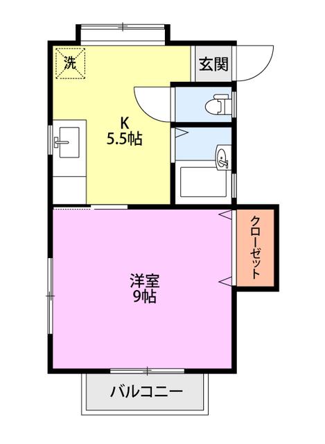 ラ カーサ フェリーチェ(1K/2階)の間取り写真