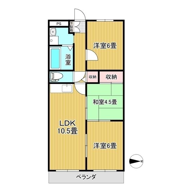 カーサ北園(3LDK/1階)の間取り写真