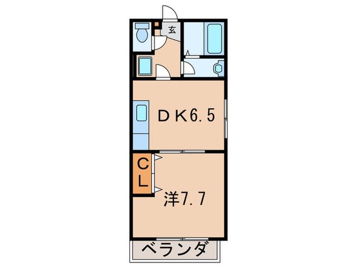 ヘリテージ学文殿(1DK/1階)の間取り写真