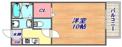 山麓荘(1K/1階)の間取り写真