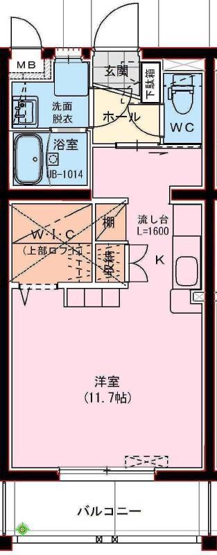シュトラーセ(ワンルーム/4階)の間取り写真